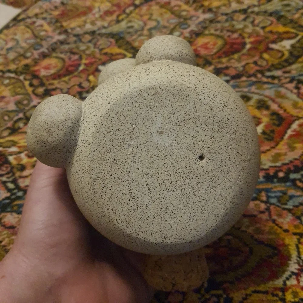 Vintage Speckled Ceramic Animal Bank- Rustic Pig/Bear Design W/Cork Stopper 4.5